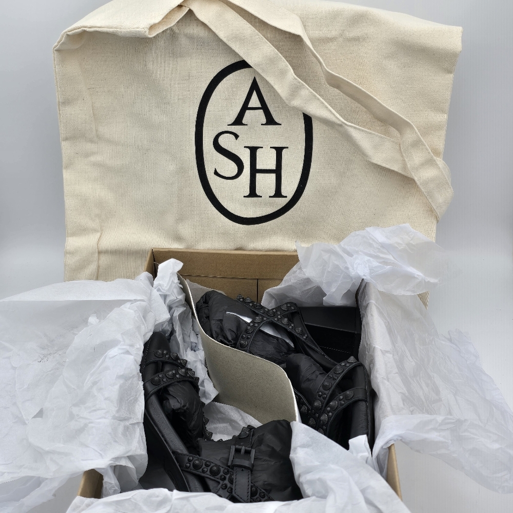 NIB Ash Janice Bis Studded Block Heel Sandals, Black, EU 35/US 5 - Picture 13 of 14